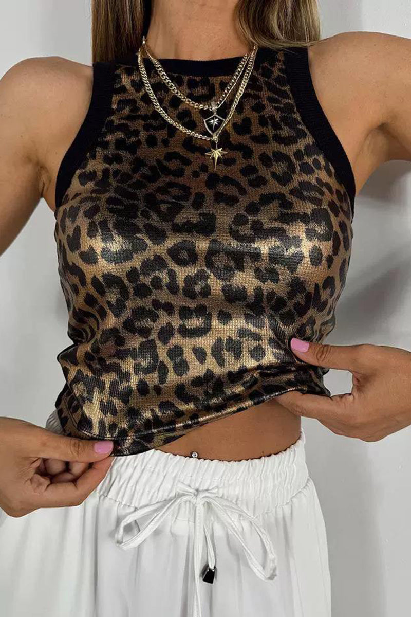 Leopard Print Sleeveless Tank Top