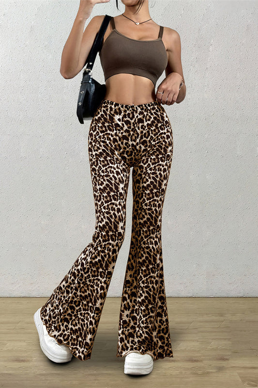 Flared Leopard Print Pants