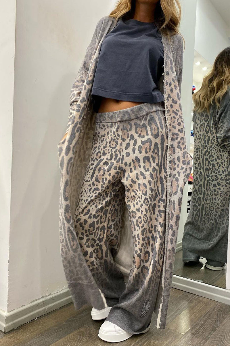 Leopard Lounge Set with Long Cardigan