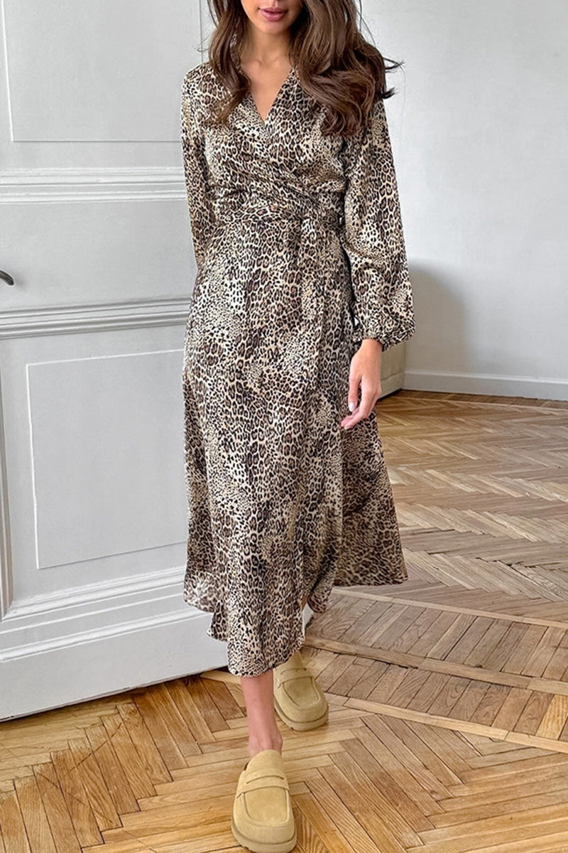 Animal Print Wrap Dress