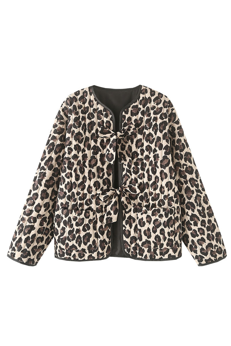 Animal Print Ruffled Button-Up Jacket