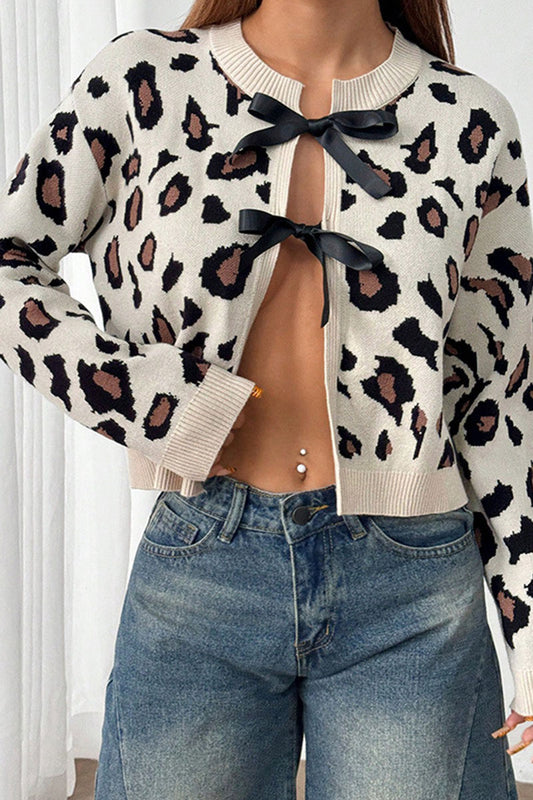 Bow Tie Leopard Cardigan