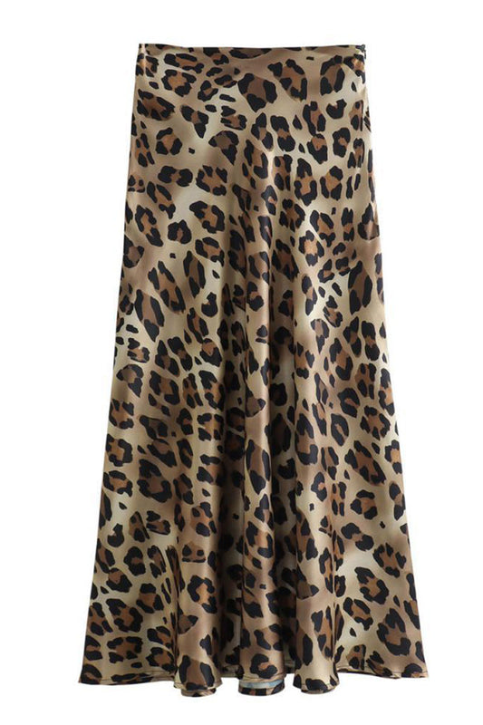 Leopard Print A-Line Maxi Skirt