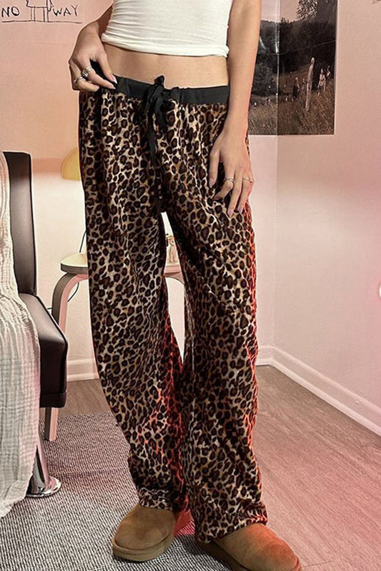 Animal Print Drawstring Lounge Pants