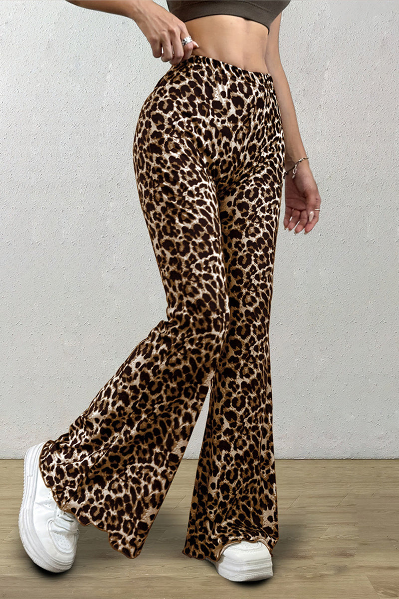 Flared Leopard Print Pants