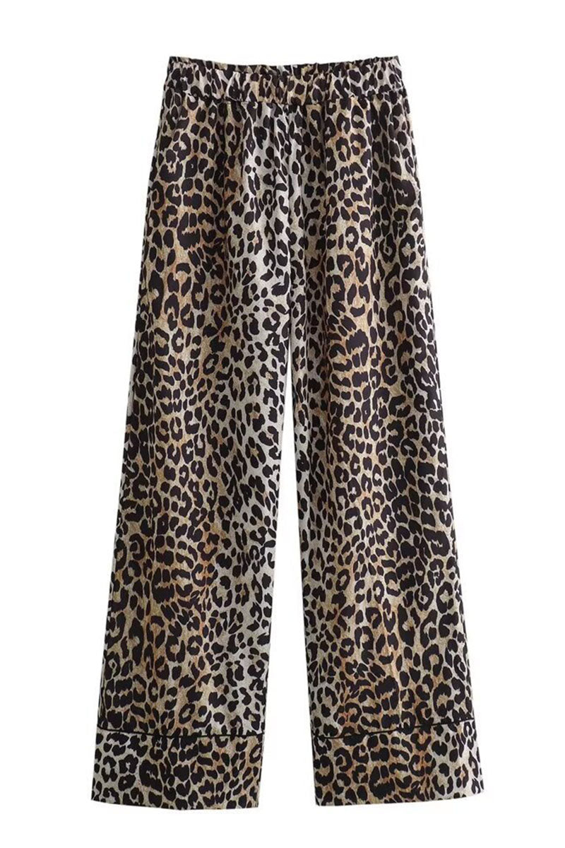 Wide-Leg Animal Print Lounge Pants