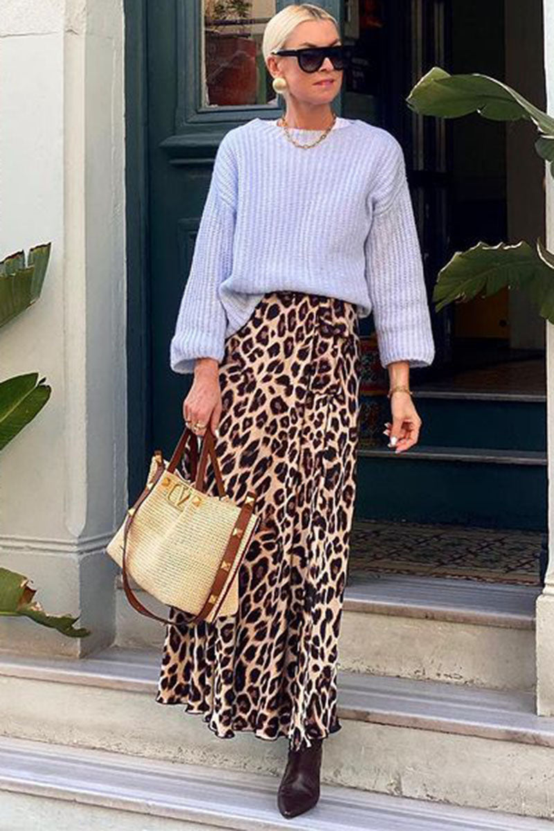 Sleeveless Leopard Print Maxi Skirt