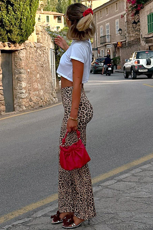 High-Waisted Leopard Flared Pants