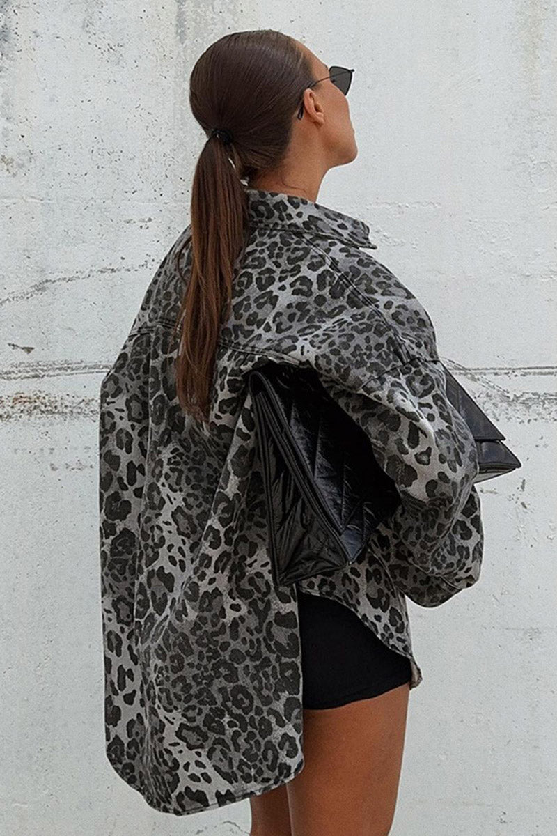 Oversized Leopard Print Button-Up