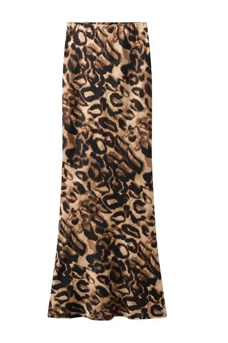 Leopard Print Long Slip Skirt