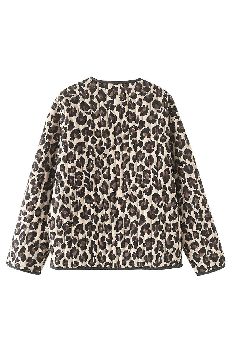 Animal Print Ruffled Button-Up Jacket