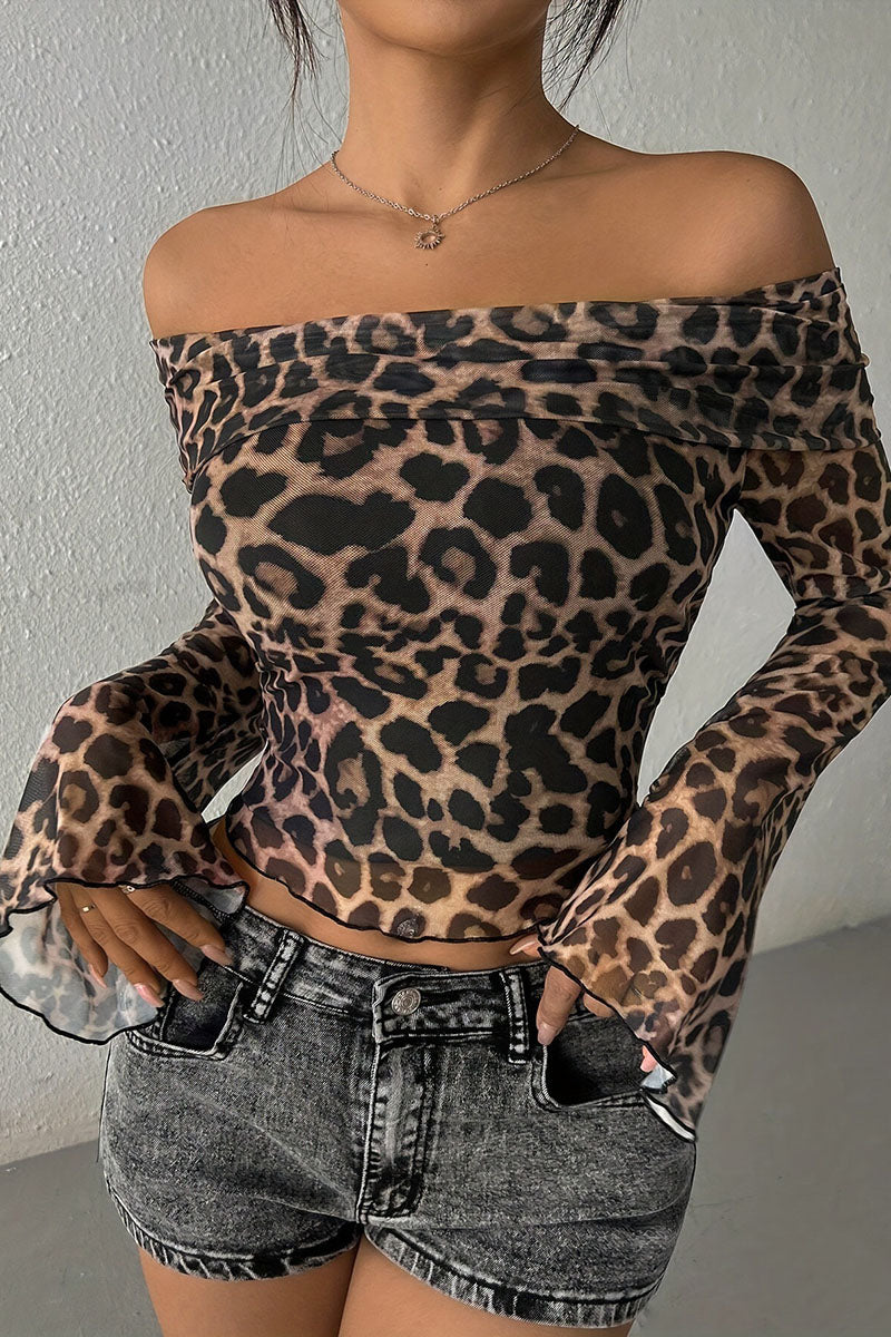 Off-Shoulder Leopard Print Top