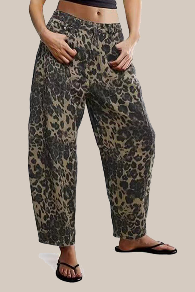 Leopard Print Loose Fit Pants