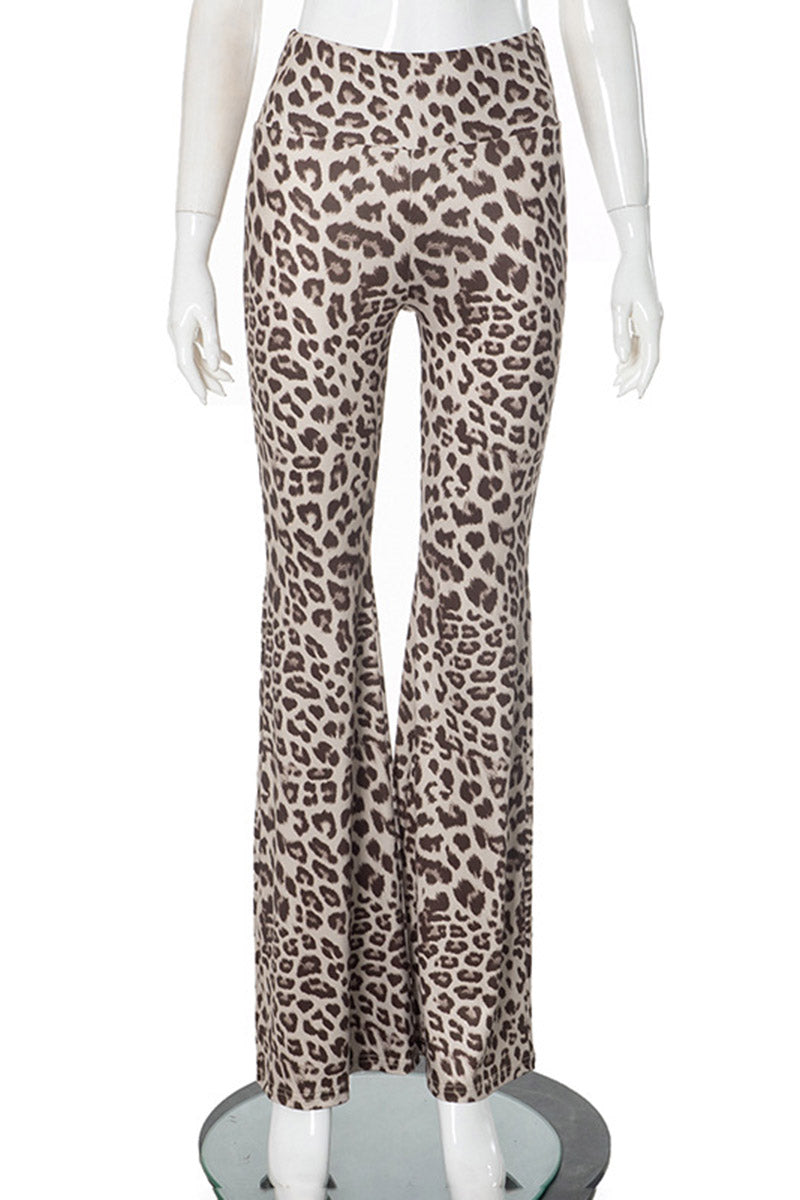 High-Waisted Leopard Flared Pants