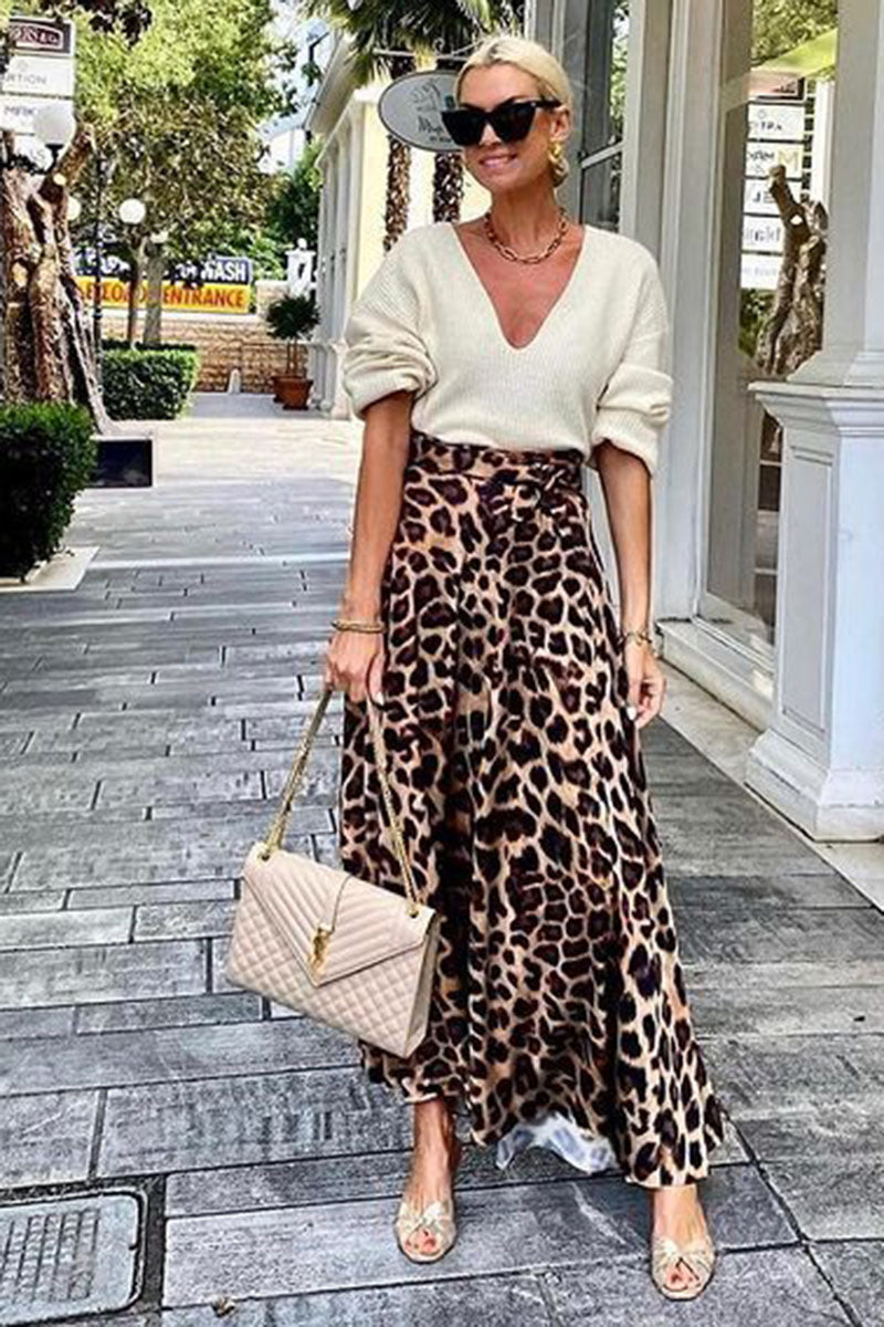 Sleeveless Leopard Print Maxi Skirt