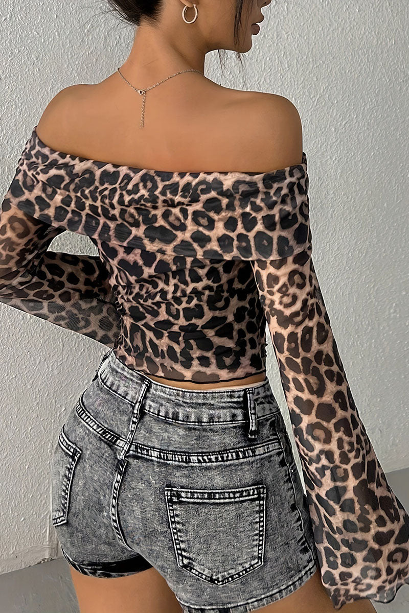 Off-Shoulder Leopard Print Top