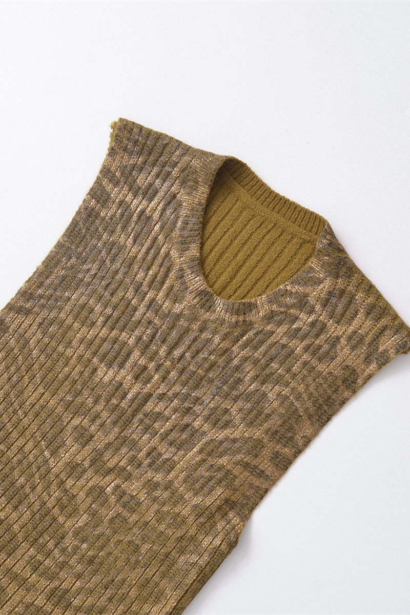 Sleeveless Leopard Knit Vest