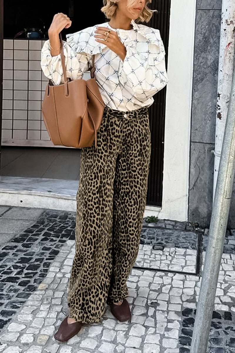 Leopard Print Relaxed Fit Pants