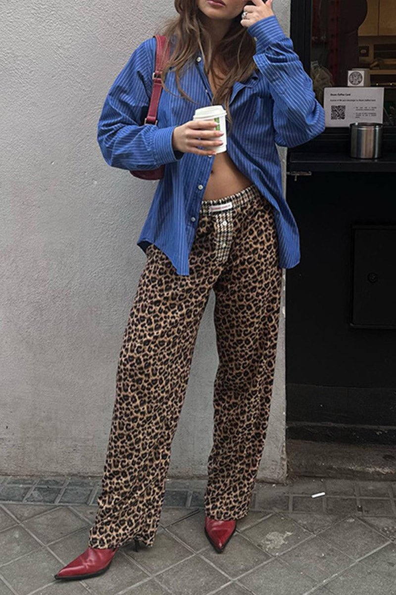 Leopard Printed Wide-Leg Pants