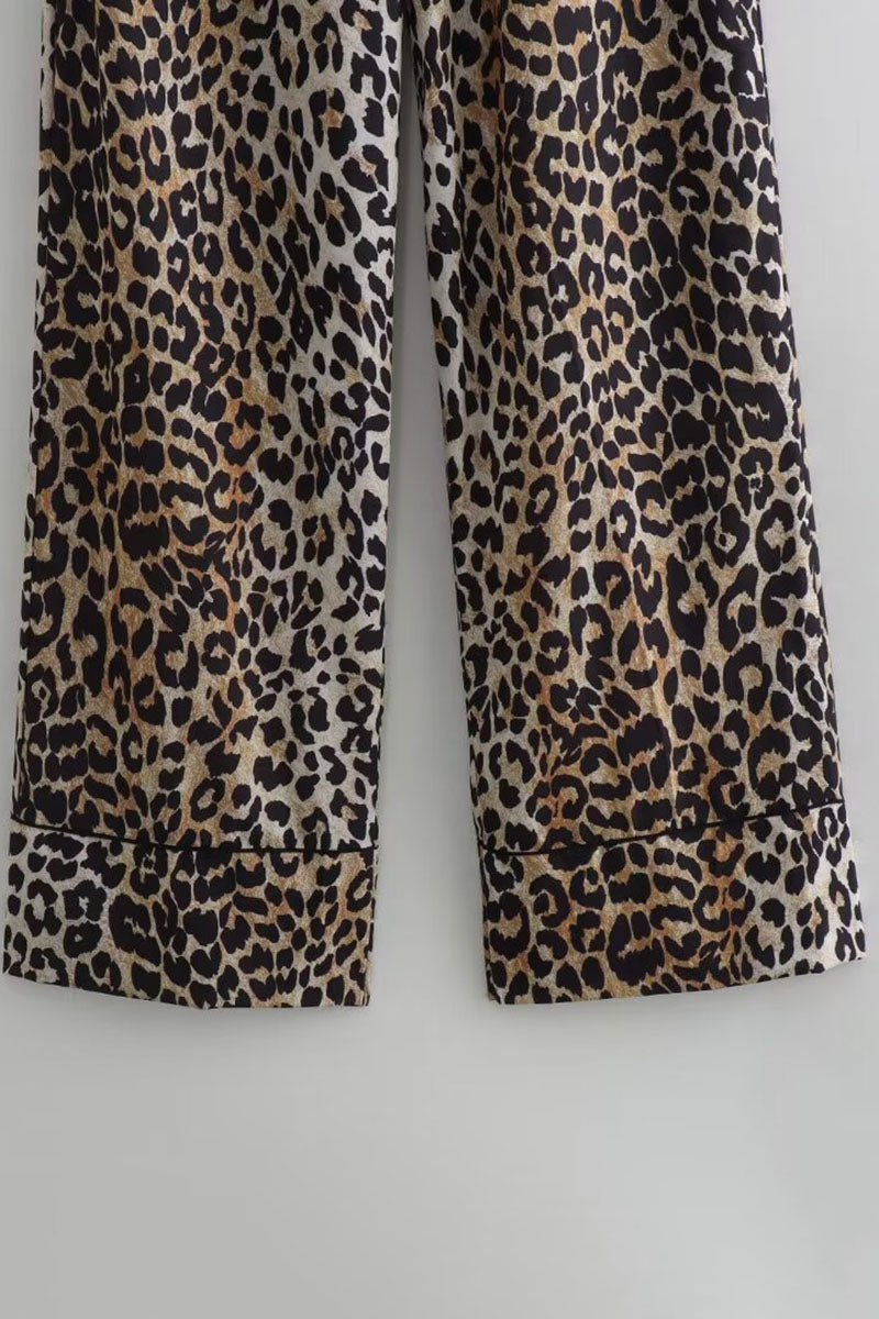 Wide-Leg Animal Print Lounge Pants