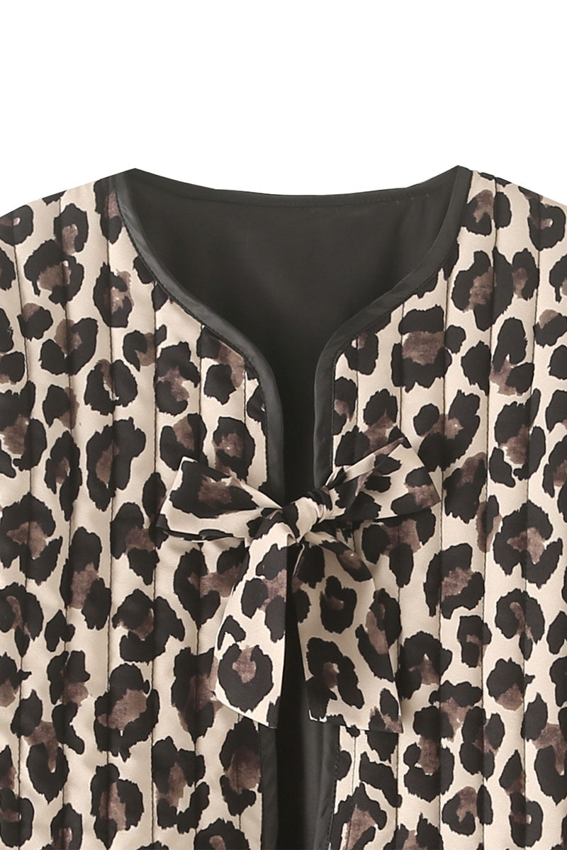 Animal Print Ruffled Button-Up Jacket