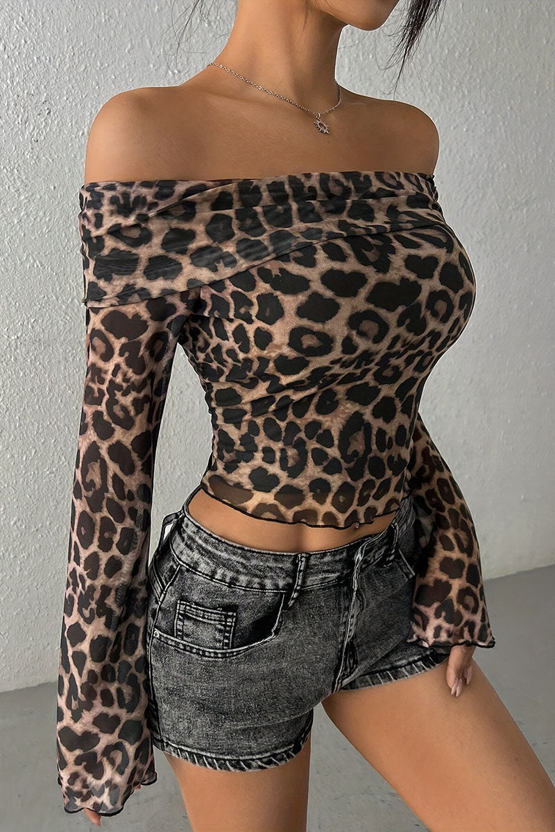 Off-Shoulder Leopard Print Top