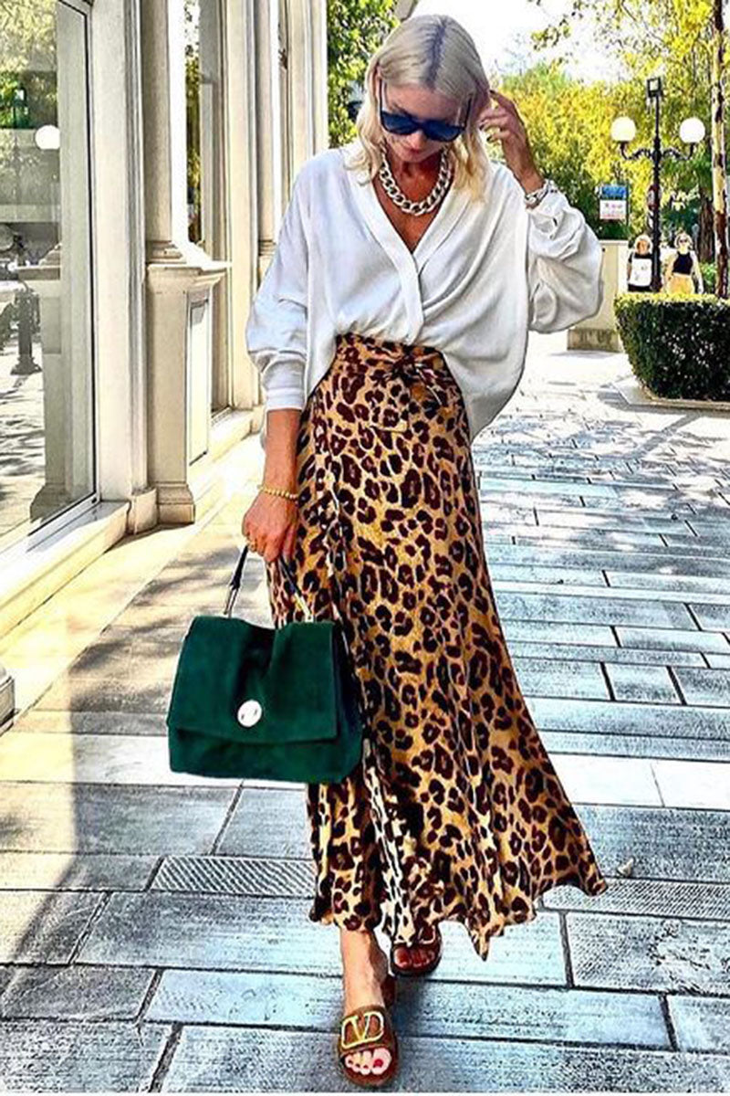 Sleeveless Leopard Print Maxi Skirt