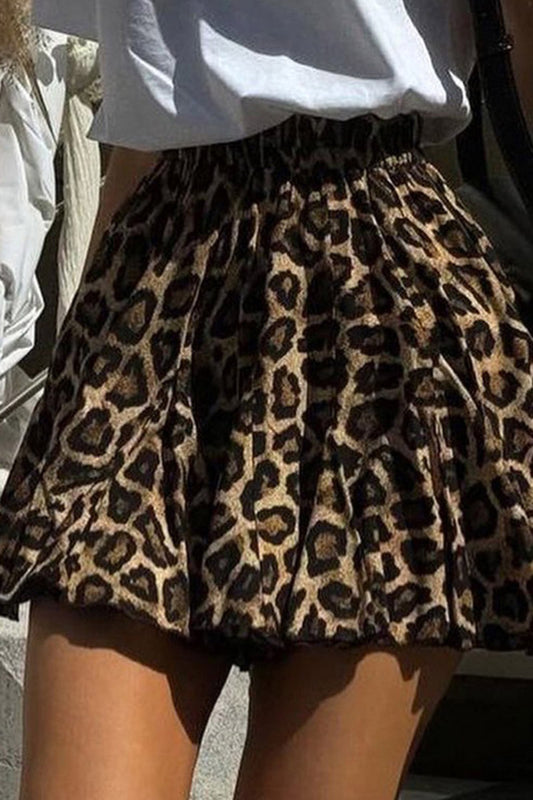 High-Waist Flowy Leopard Print Mini Skirt