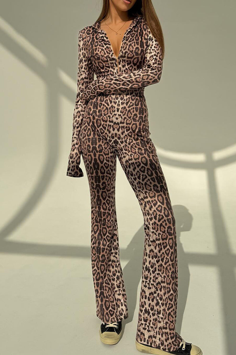 Leopard Print Hooded Set