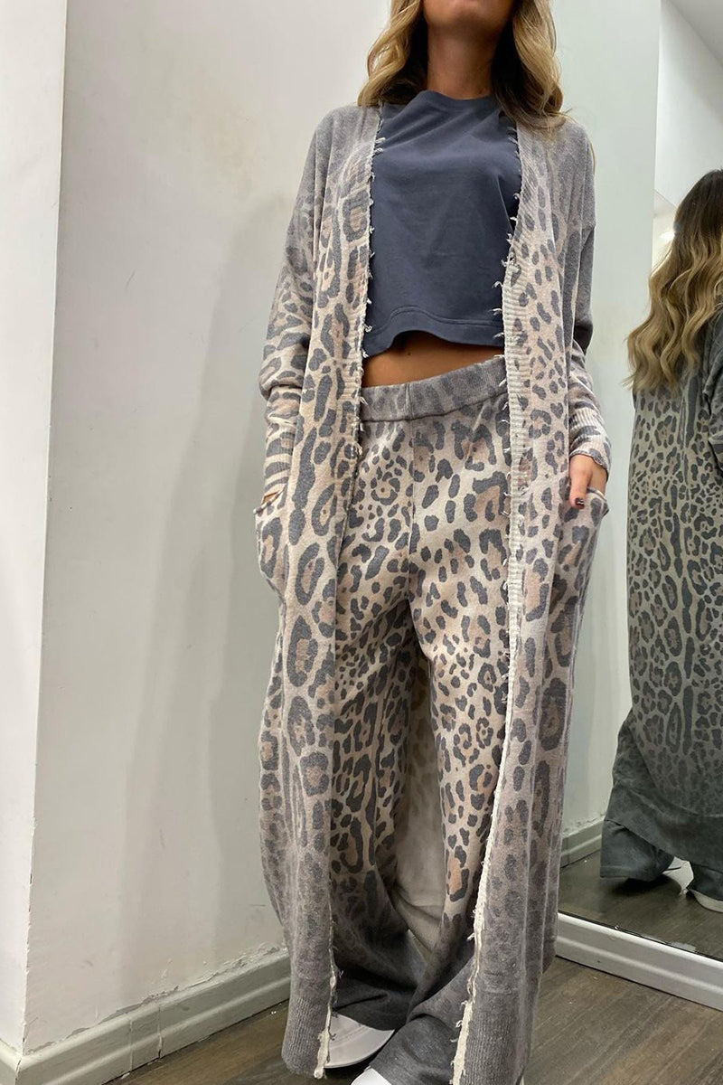 Leopard Lounge Set with Long Cardigan