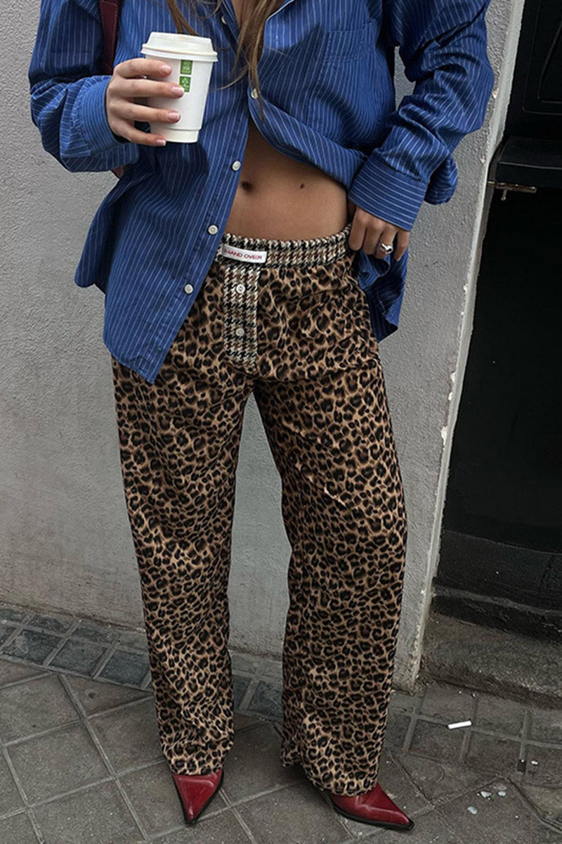 Leopard Printed Wide-Leg Pants