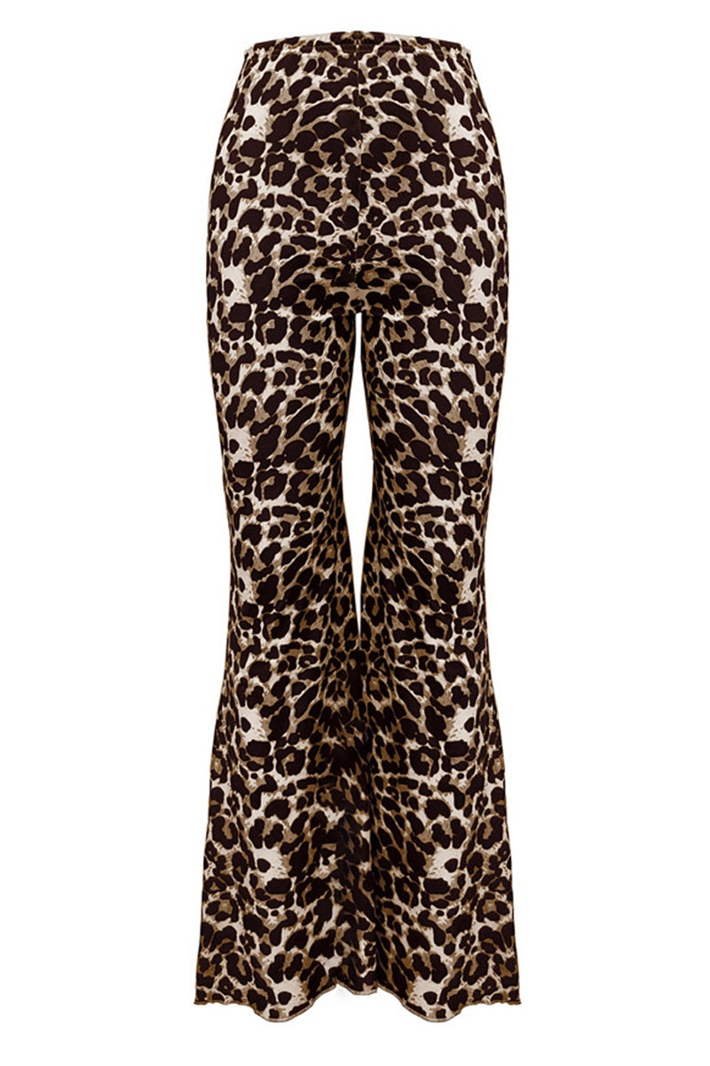 Flared Leopard Print Pants