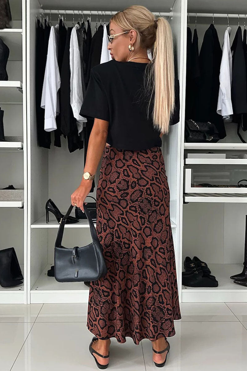 Abstract Print Midi Skirt