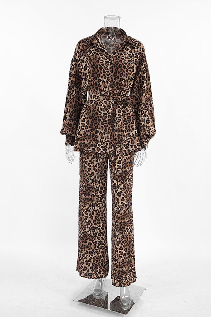 Leopard Print Shirt and Pants Set