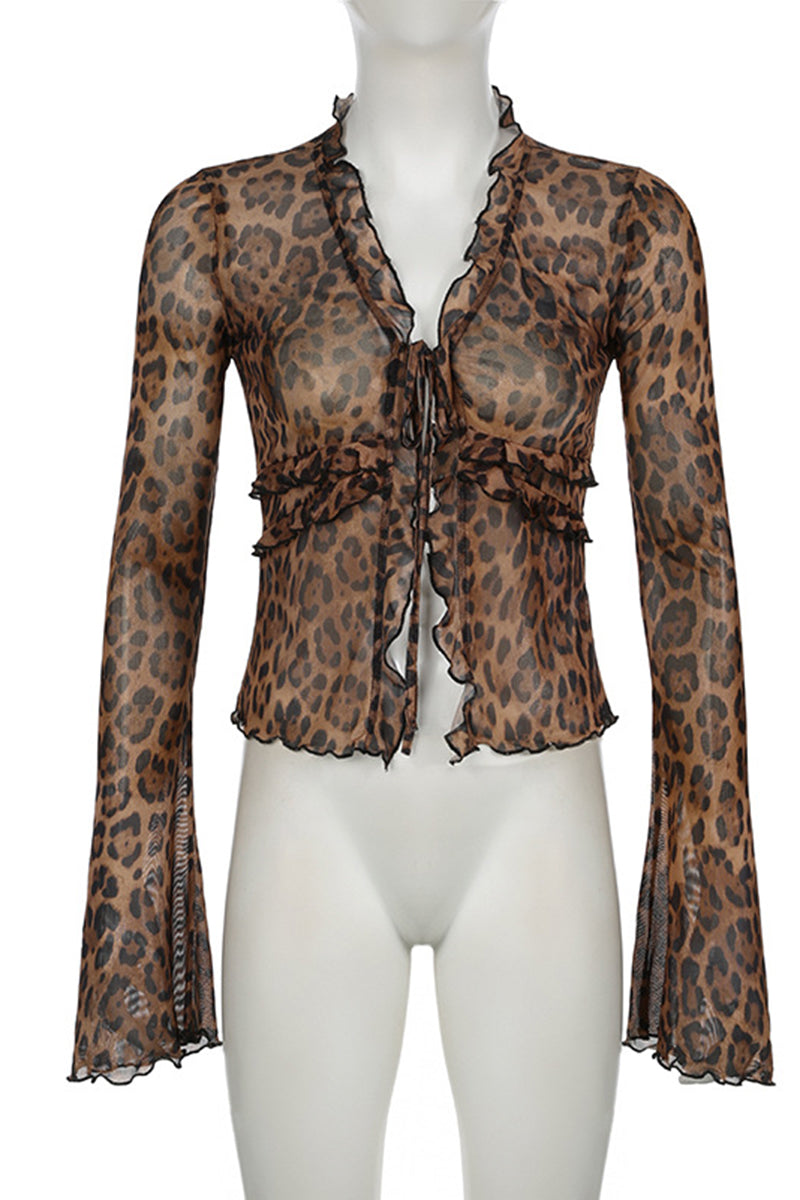 Sheer Leopard Print Mesh Top