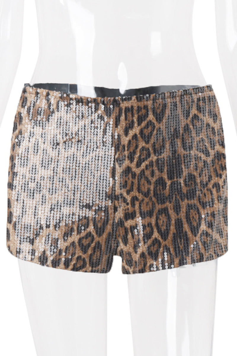 Sequin Leopard Shorts