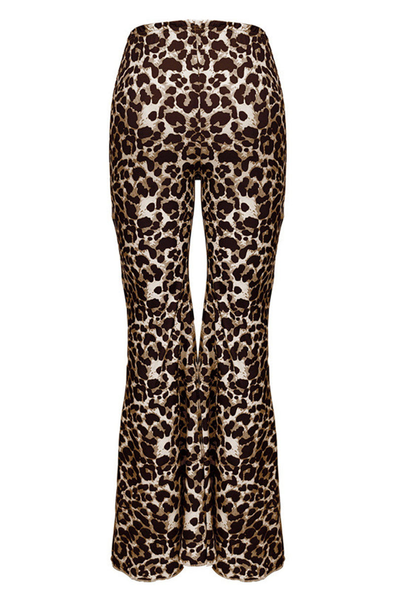 Flared Leopard Print Pants