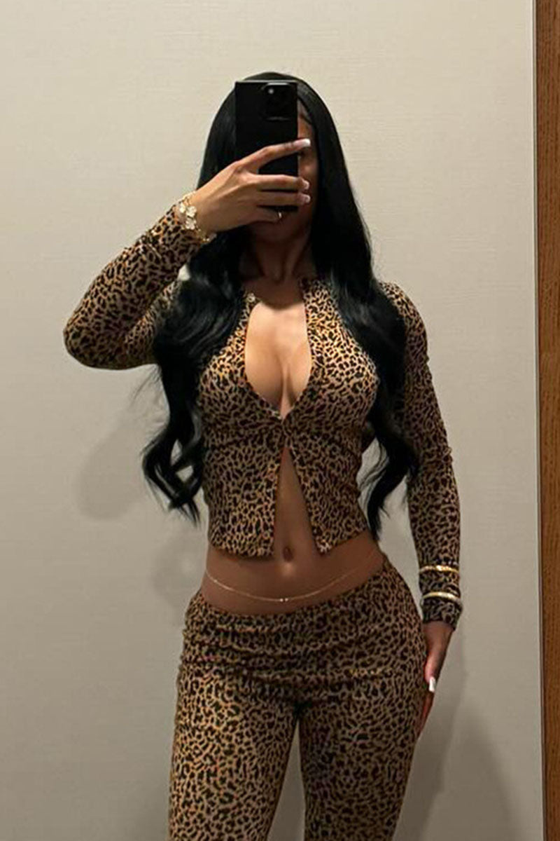 Leopard Print Tie Front Crop Top