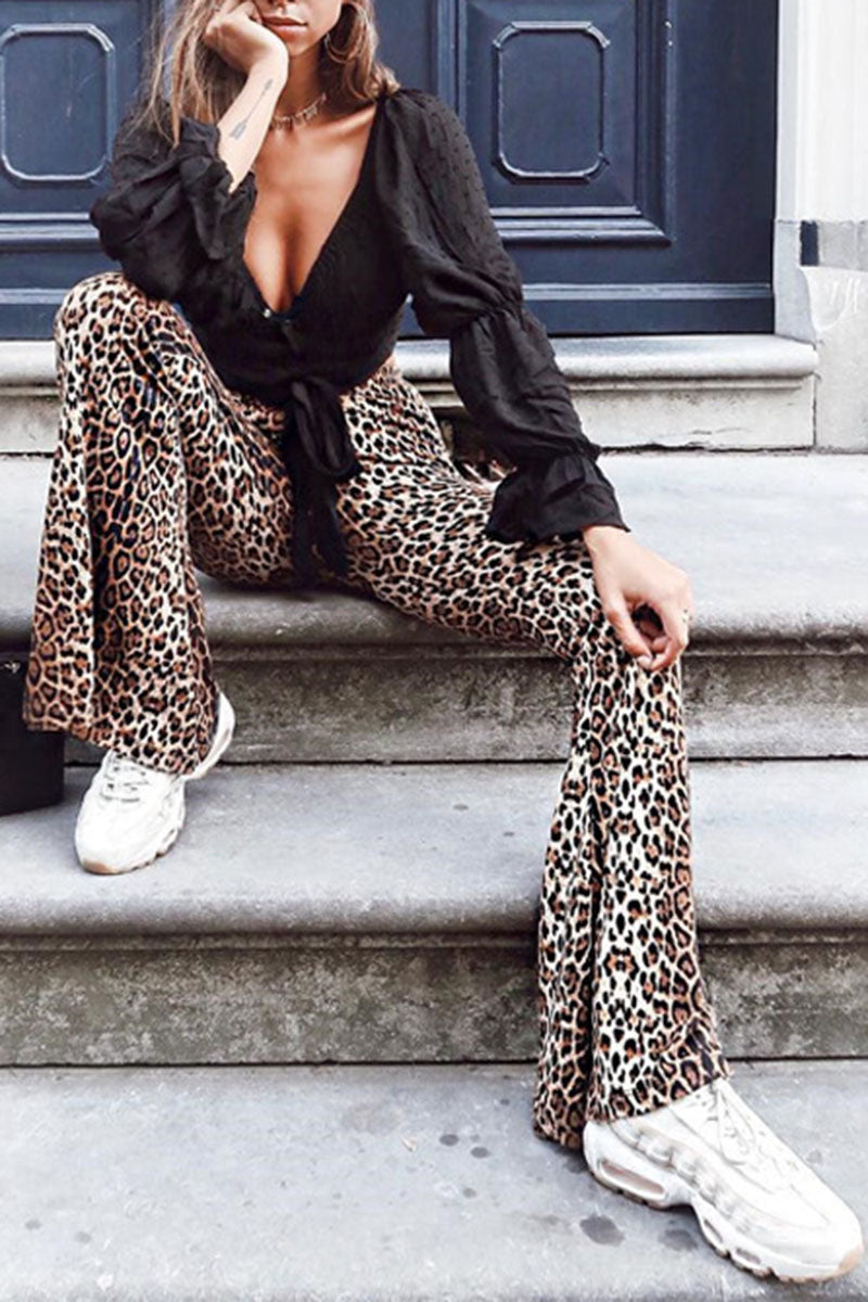 Leopard Flared Pants