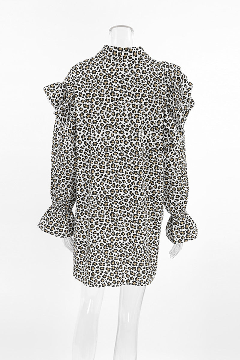 Leopard Print Ruffled Blouse