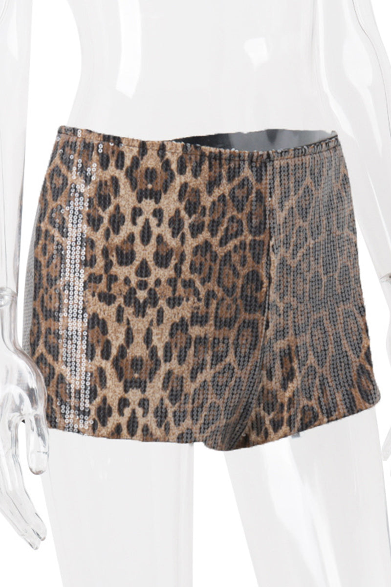 Sequin Leopard Shorts