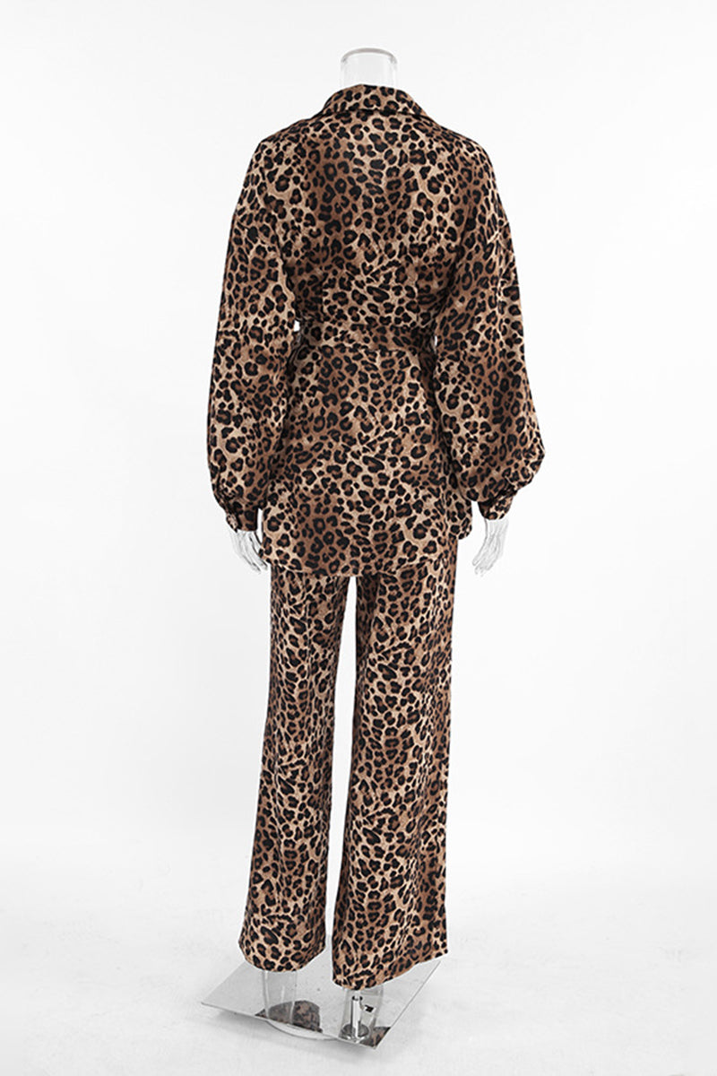 Leopard Print Shirt and Pants Set