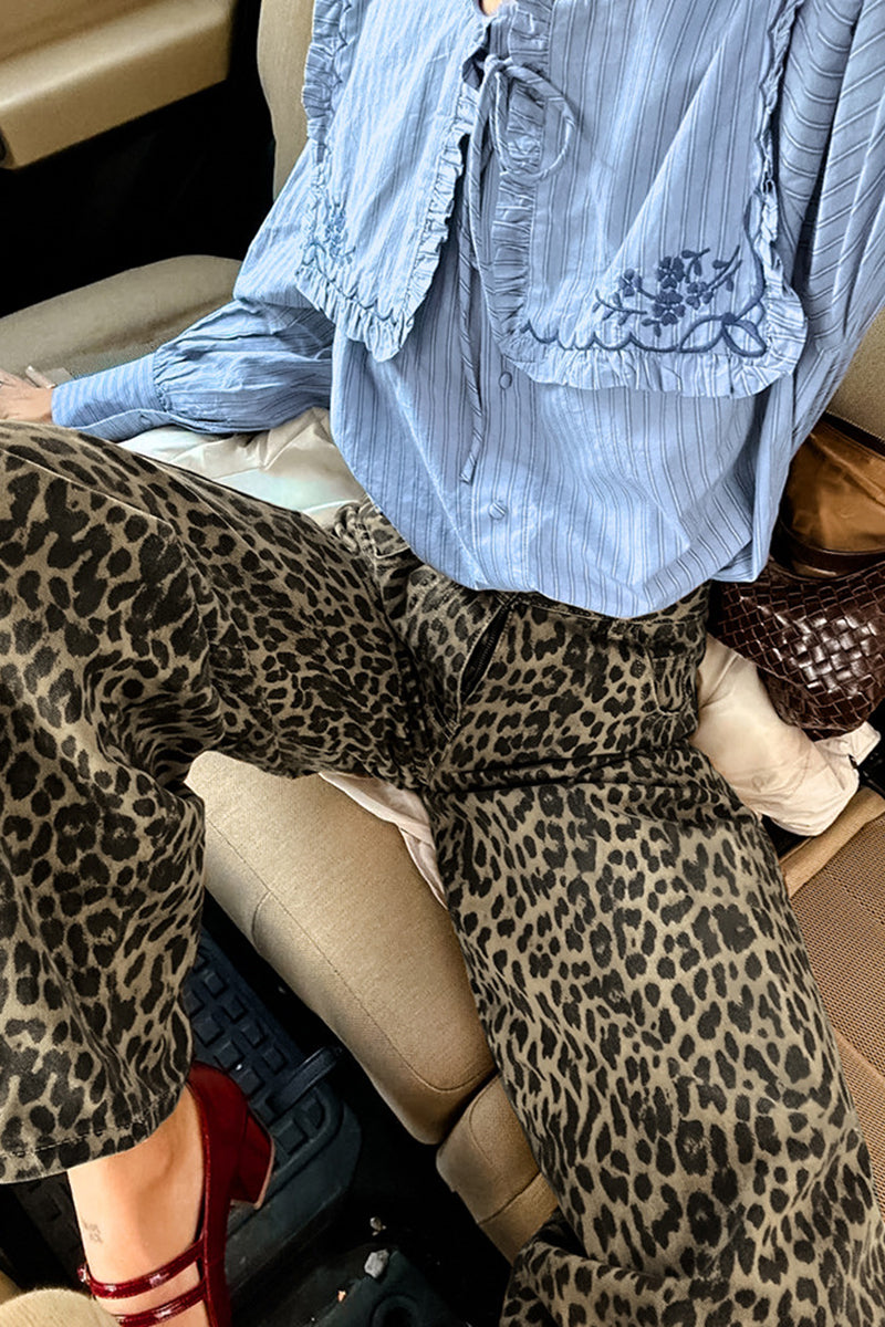 Leopard Print Relaxed Fit Pants