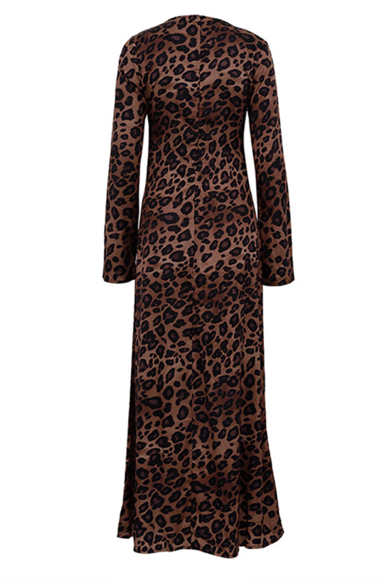 Figure-Hugging Animal Print Maxi Dress