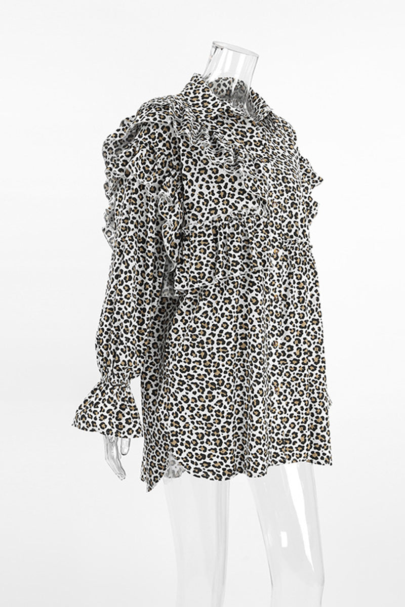 Leopard Print Ruffled Blouse