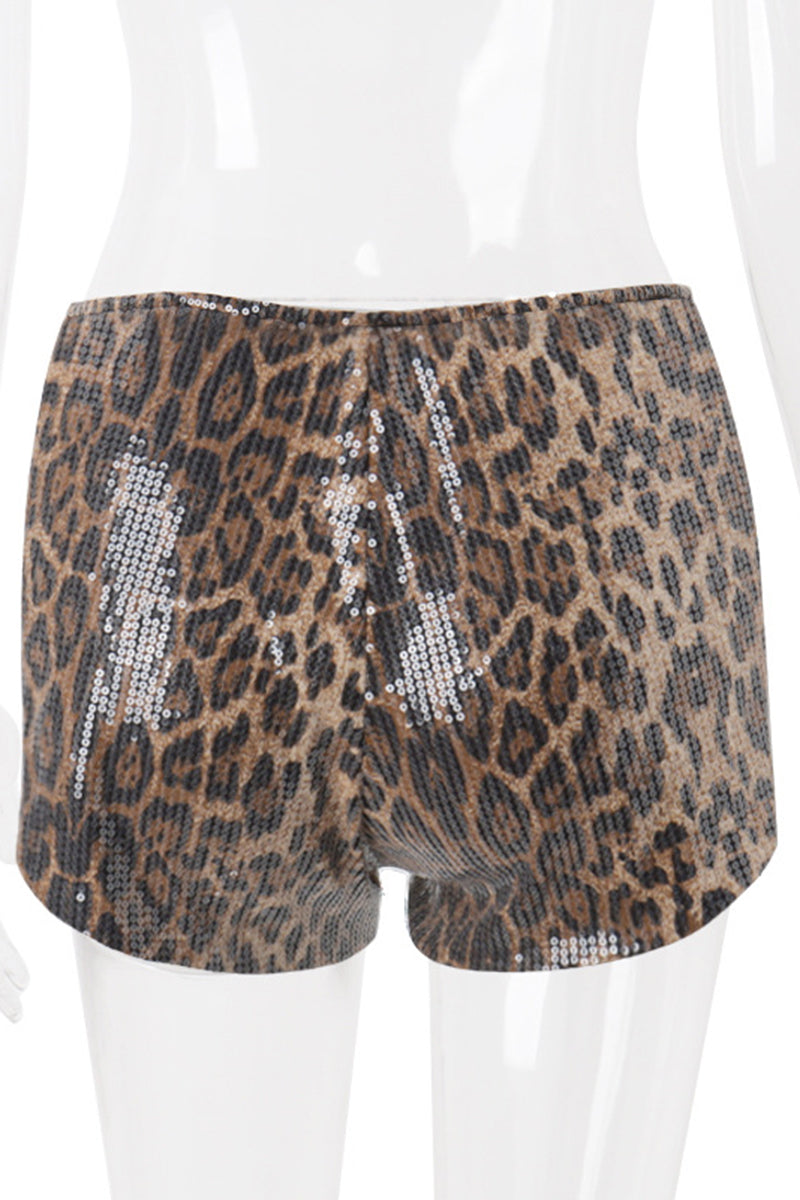 Sequin Leopard Shorts