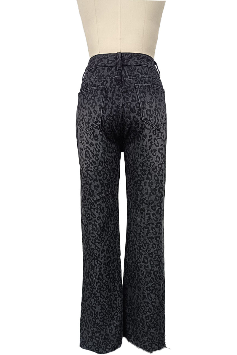 High-Waisted Leopard Print Flare Pants