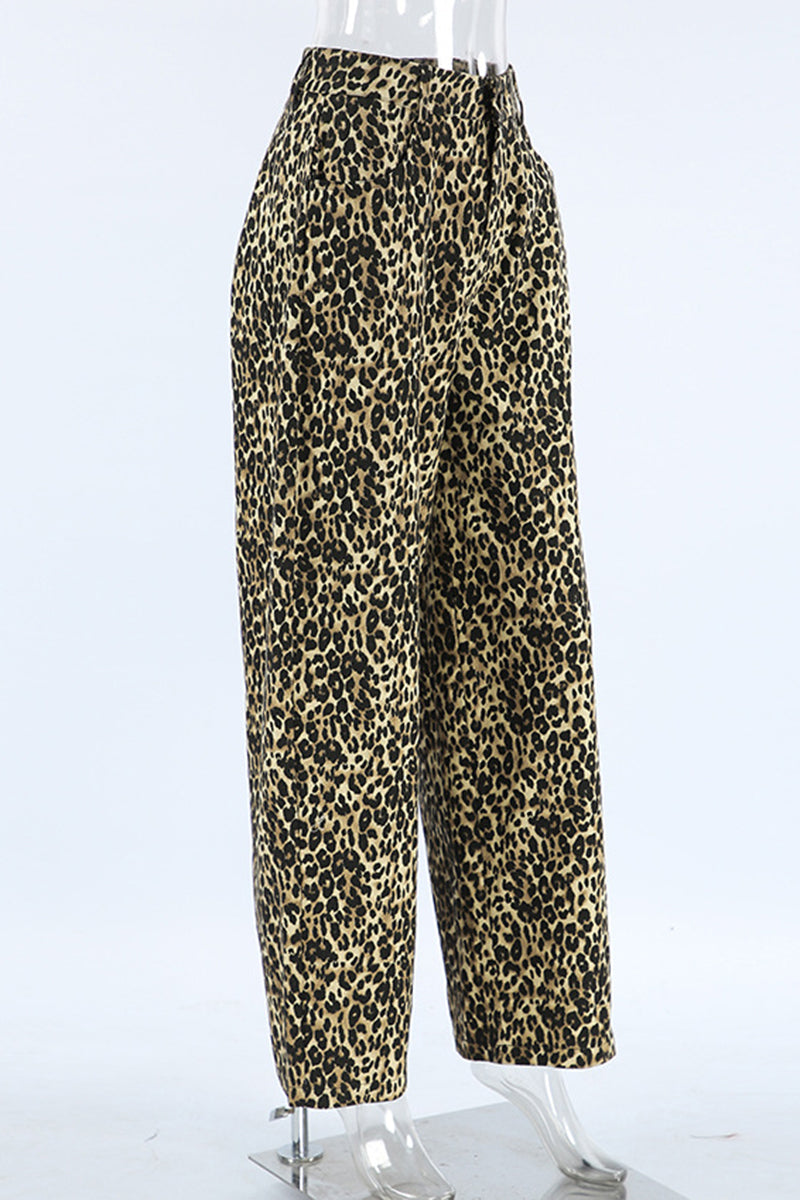 Leopard Print Relaxed Fit Pants