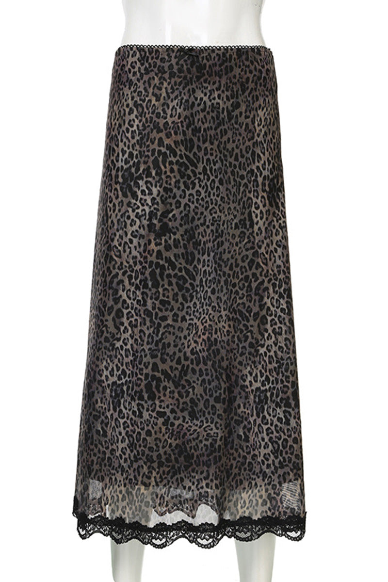 Vintage-Inspired Animal Print Midi Skirt