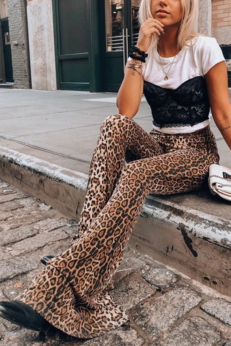 Leopard Flared Pants